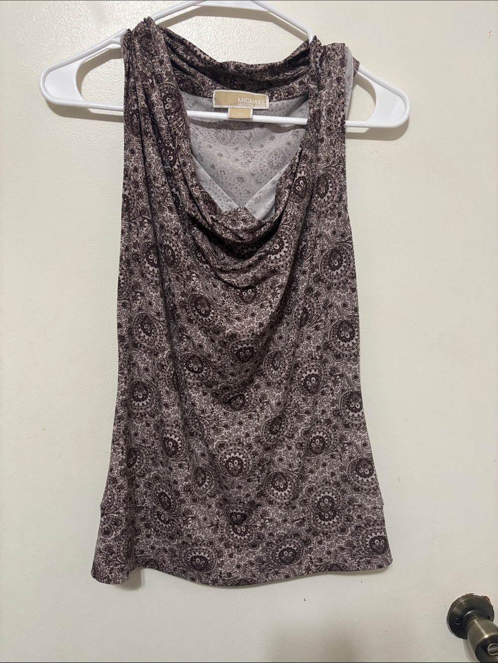 Michael Kors Brown Paisley Cowl-Neck Camisole